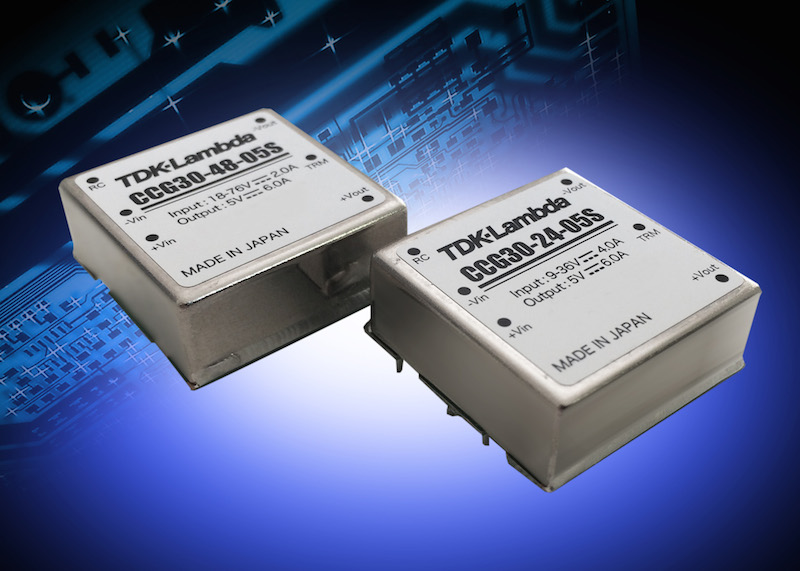 TDK's wide range input converters deliver 30W in a square inch